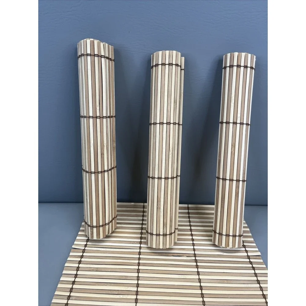 Natural Bamboo Rollup Placemats 4 Pieces Set